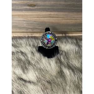 NEW ART BY AMY LABBE circular art bling ring in crystal
